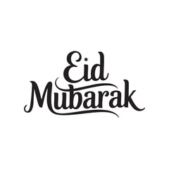 Eid Mubarak typography silhouette illustration