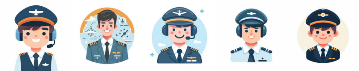 vector of a pilot smiling
