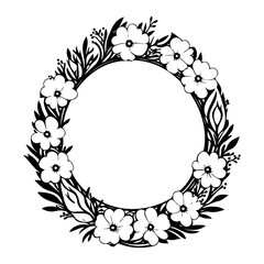 Elegant Floral Wreath Black and White Design