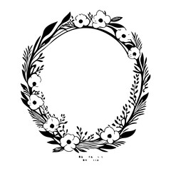 Floral Elegance Wreath in Monochromatic Minimalism