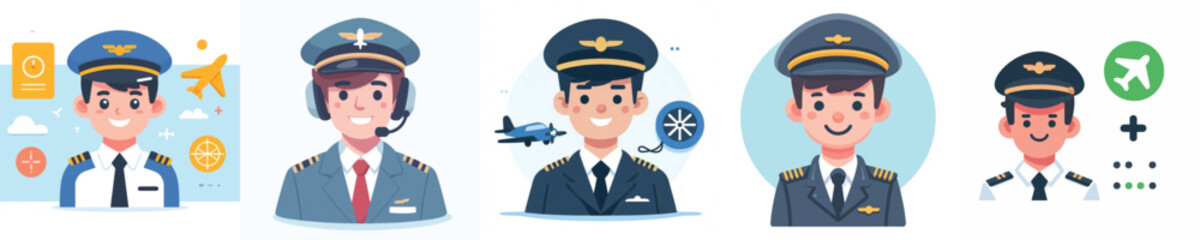 vector of a pilot smiling