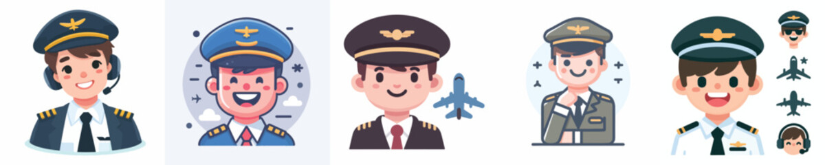 vector of a pilot smiling