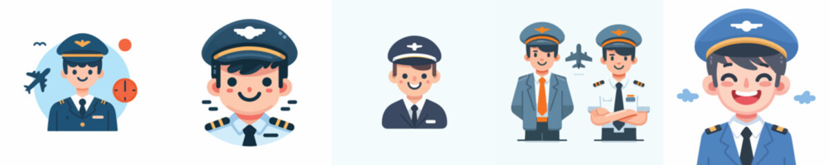 vector of a pilot smiling