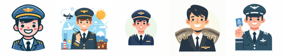 vector of a pilot smiling