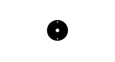 Black Circular Plate: Central Hole, Two Perforations, White Background.
