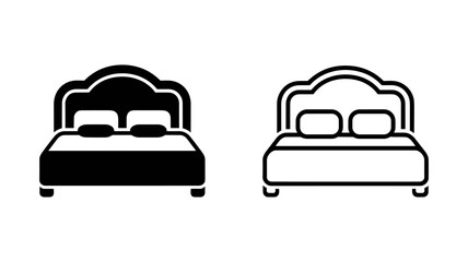 Bed icon: Sleek vector illustration showcasing a stylish bed, a symbol of rest and comfort, perfect for representing relaxation and the cozy ambiance of a bedroom.