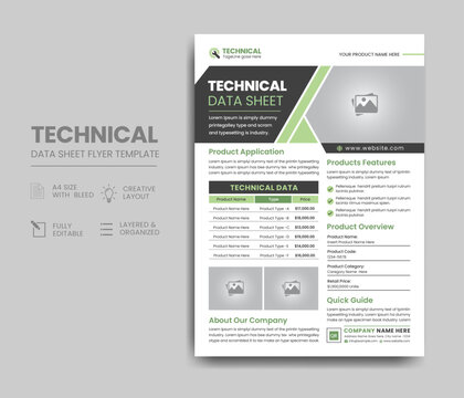 Technical Data Sheet Flyer Template Design