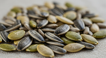 Naklejka premium Pile Of Nutritional Pumpkin And Sunflower Seeds For Healthy Eating