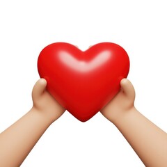 Obraz premium Red heart held in hands isolated on white background