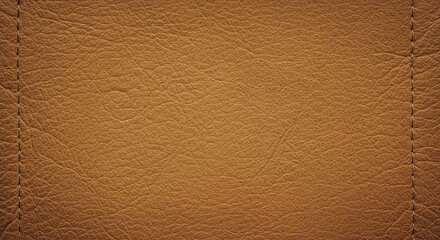 Naklejka premium Light brown leather texture with stitching detail