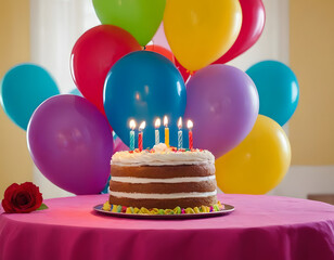 birthday cake with candles, birthday theme background
