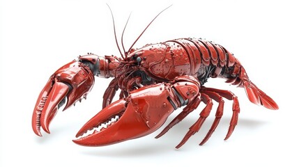 A futuristic lobster, crafted from polished metal, showcases intricate mechanical design.
