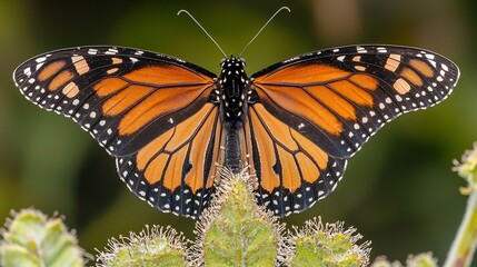 Fototapeta premium Monarch butterfly migration covering forest canopy in orange and black patterns