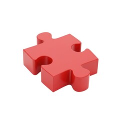 Fototapeta premium Red puzzle piece isolated on white background