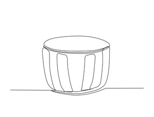 Round table in single line draw illustration. Continuous one line drawing of Living room table. Editable stroke.