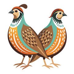 Quail birds set shilhotee vector with white background