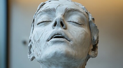 Clay sculpture in an urban environment photographed with natural light portraiture to highlight its earthy tones and textures