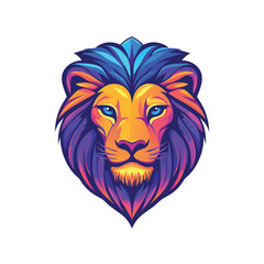 Vibrant Lion Head Illustration with Colorful Mane for Bold Branding, Artistic Designs, or Mascot Logos