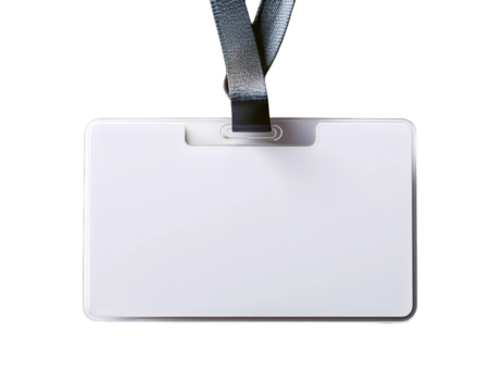 Blank ID Badge on a Black Lanyard for Events and Conferences on transparent background