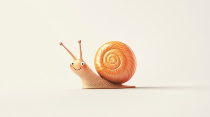 Cute cartoon snail on a plain background