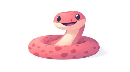 Fototapeta premium Cute pink snake in a ring
