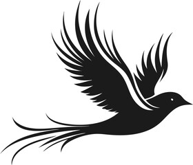 Elegant Black Bird in Flight Illustration for Nature Art or Symbolic Design