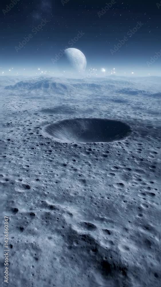 Wall mural a moon setting over another moon in deep space