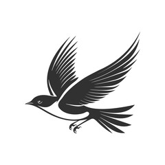Elegant Black Bird in Flight Illustration for Nature Art or Symbolic Design