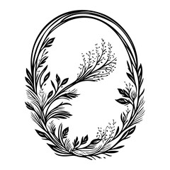 Obraz premium Elegant Floral Frame in Black and White Style