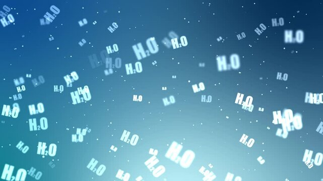 water formula on blue background. Hydrogen molecule or atom, Abstract structure for Science or medical background. Clear blue water.
