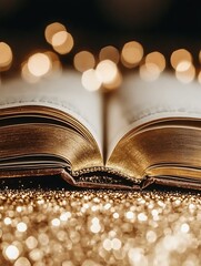 Open Book, Golden Light, Elegant Background