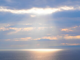 Sunset over the sea in Cornwall