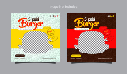 Printable social media food post template design