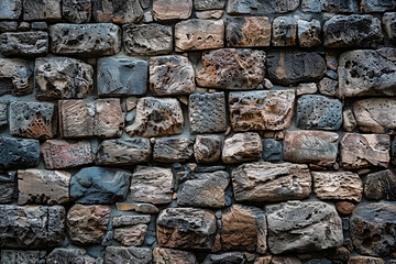 Obraz premium Detailed texture and pattern of a rough stone wall