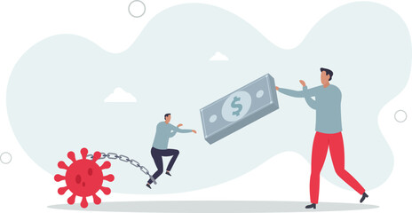 Business help, government economic stimulus package in COVID-19 Coronavirus financial crisis concept.flat character life .