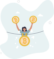 Bitcoin and cryptocurrency using for money laundering or payment in dark market, financial crime or criminal ransom pay concept.flat character life .