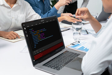 Software development programming on computer screen for brisk application and program coding