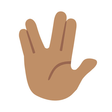 Vulcan Salute Clipart Illustration | Minimalistic Hand Gesture Isolated on White Background