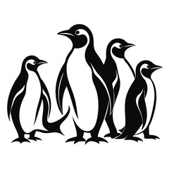 Naklejka premium Separately set of Penguin birds shilhotee vector with white background