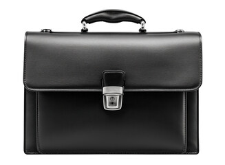 Business, Stylish black leather business briefcase with a clean, professional design and a metal clasp.