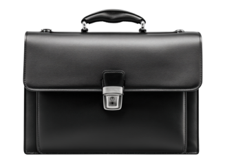 Business, Stylish black leather business briefcase with a clean, professional design and a metal clasp.