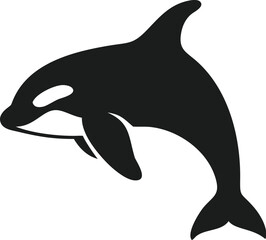 Naklejka premium Orca Whale Silhouette, Aquatic Mammal, Ocean Predator, Black and White