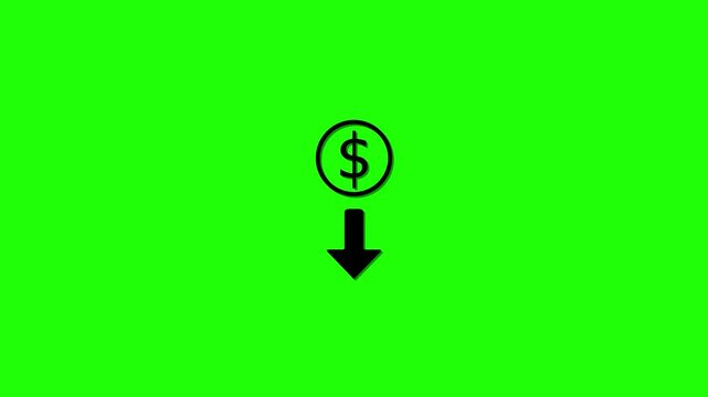 Cost icon. Striking design ideal for web, print files, online design, commercial use, economics,Money reduction icon. Dollar currency price drop concept.