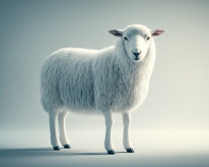 Fototapeta premium Standing sheep with wool