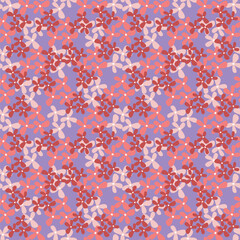 Vintage seamless floral pattern. Liberty style background of small mauve and lilac flowers. Small flowers scattered over a white background. Stock for printing on surfaces