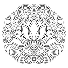lotus flower icons. Simple black lotus silhouette .Vector lotus icons collection.