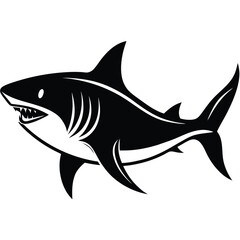 Obraz premium Stylized Great White Shark Vector Illustration, Marine Predator Design