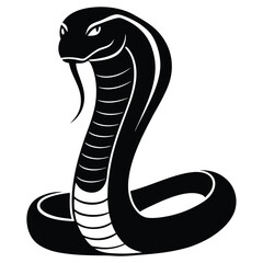 Majestic King Cobra Silhouette, Black and White, Venomous Reptile