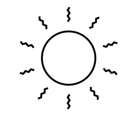 Creative sun icon design with white background.