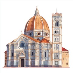 Obraz premium Florence Cathedral. Florence Cathedral hand drawn watercolor illustration